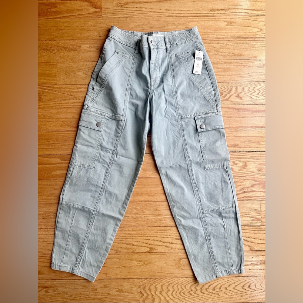 NWT By Anthropologie Utility Barrel Leg Pants Light Blue 0 Petite